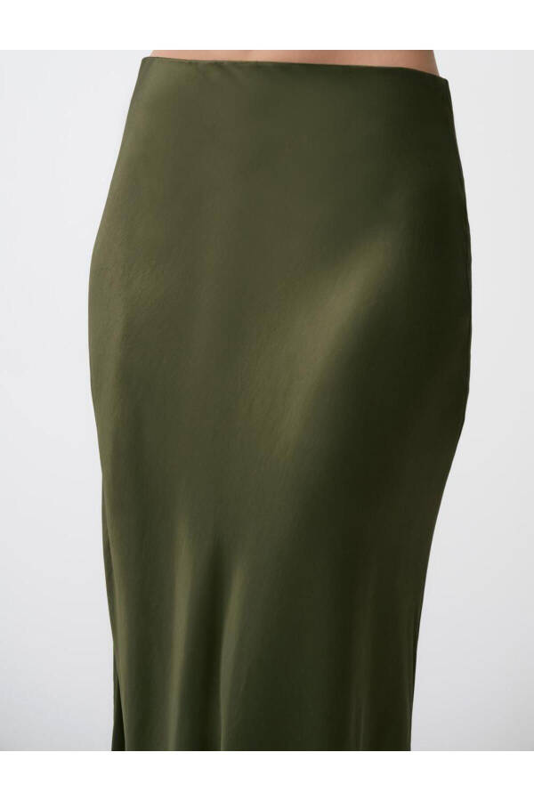 Khaki Regular Waist Tight Long Skirt - 5