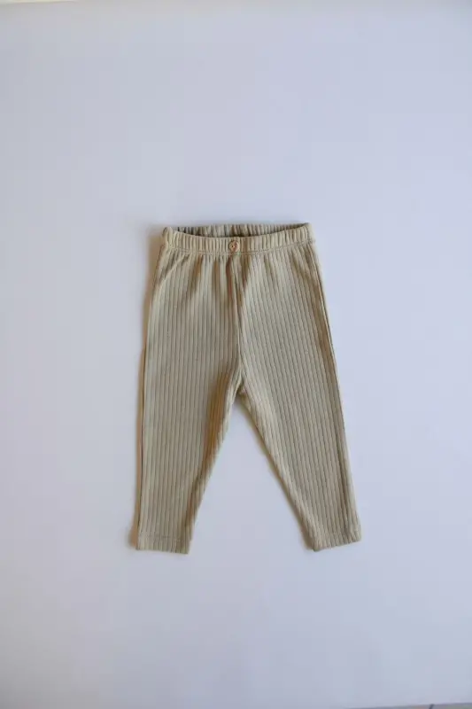 Khaki Ribbed Baby Tights - OHLALAKOALA