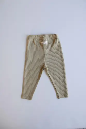 Khaki Ribbed Baby Tights - 3