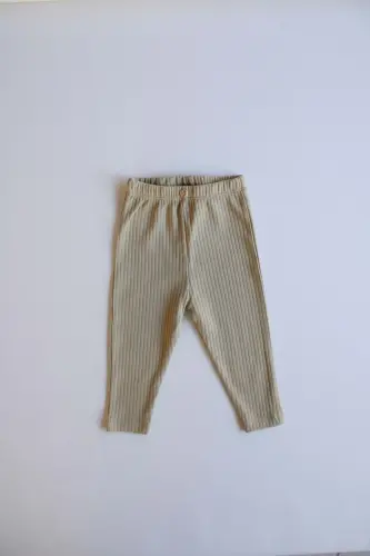 Khaki Ribbed Baby Tights - 1