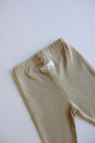 Khaki Ribbed Baby Tights - 4