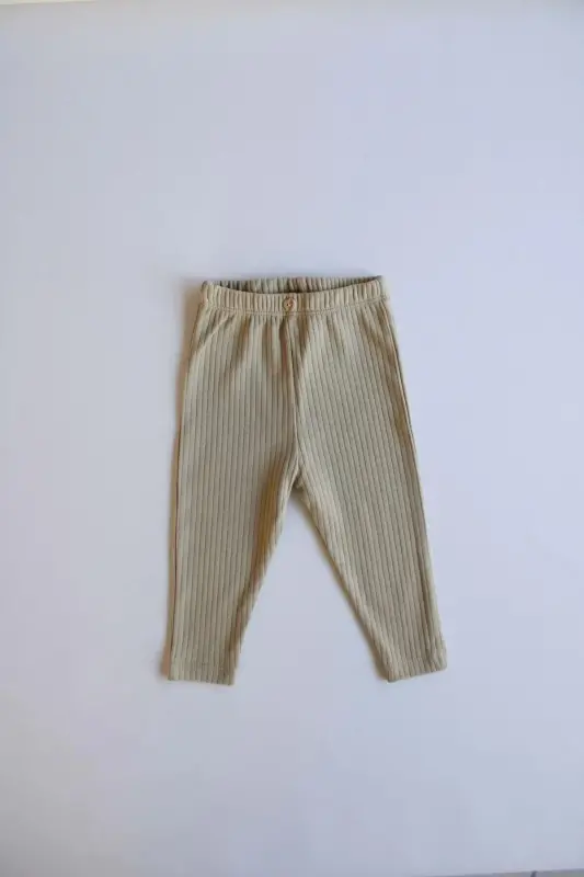 Khaki Ribbed Baby Tights - 6
