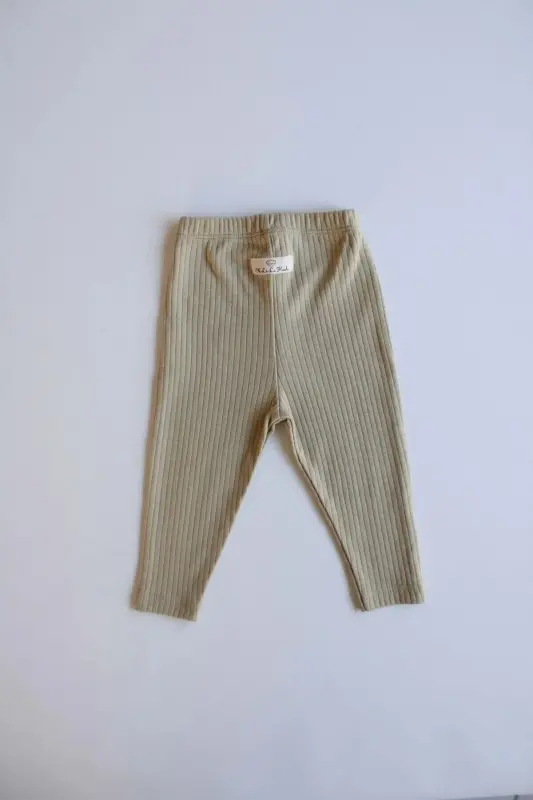 Khaki Ribbed Baby Tights - 7