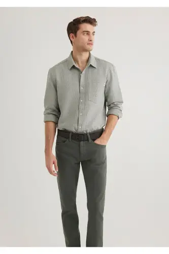 Khaki Shirt Slim Fit / Narrow Cut 0211383-80692-Green - 1