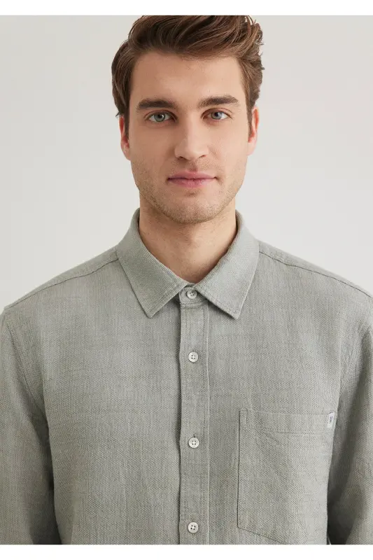 Khaki Shirt Slim Fit / Narrow Cut 0211383-80692-Green - 5
