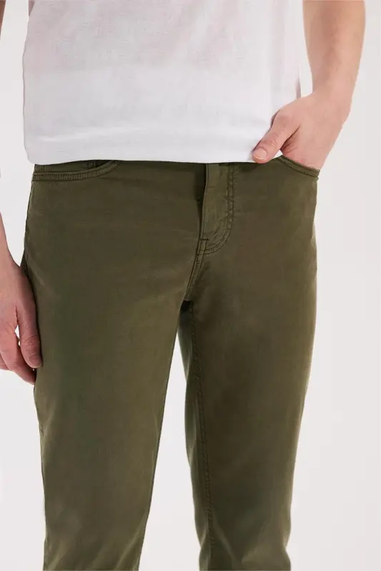Khaki Slim Fit 5-Pocket Sports Trousers - 3