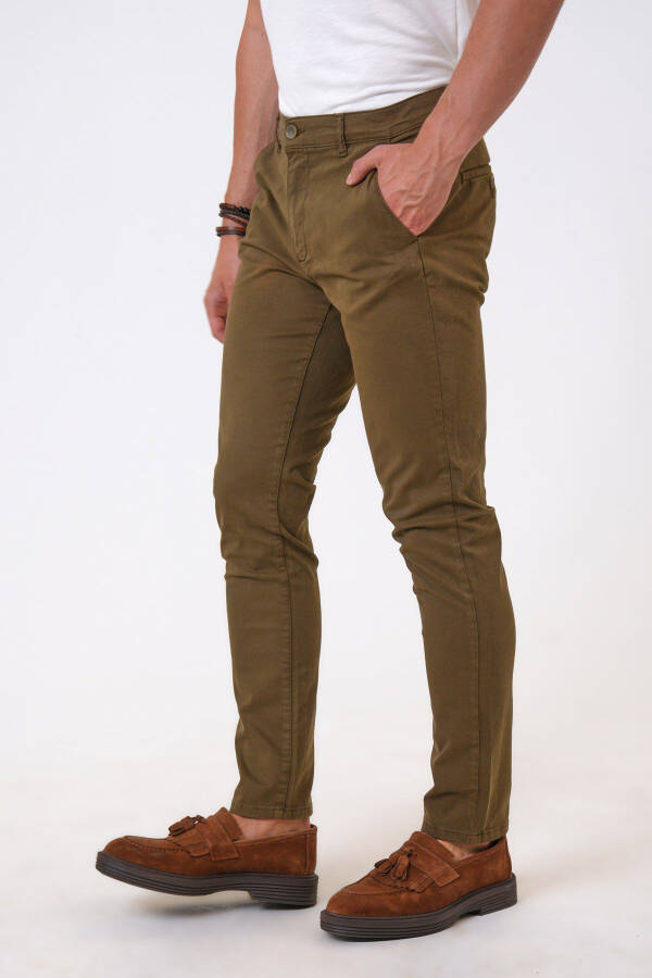 Khaki Slim Fit Cotton Chino Pants - 2