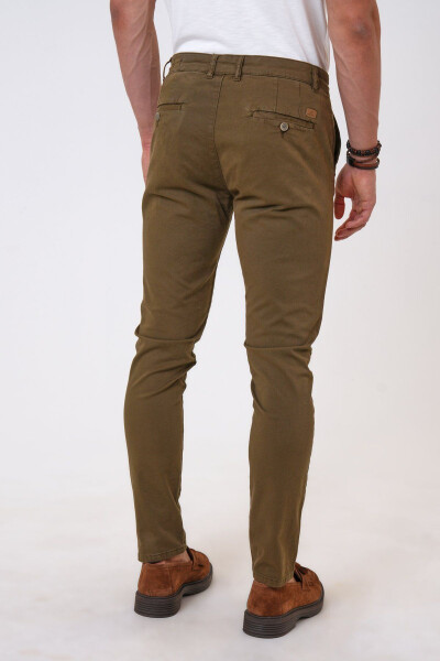 Khaki Slim Fit Cotton Chino Pants - 4