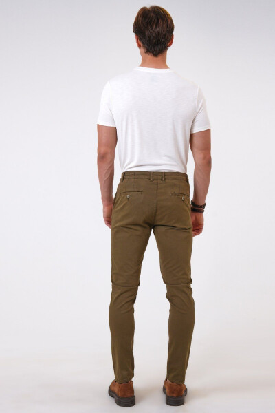 Khaki Slim Fit Cotton Chino Pants - 5