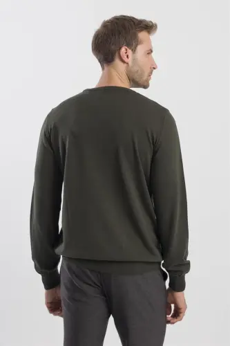 Khaki Slim Fit Crew Neck Knitted Sweater - 4