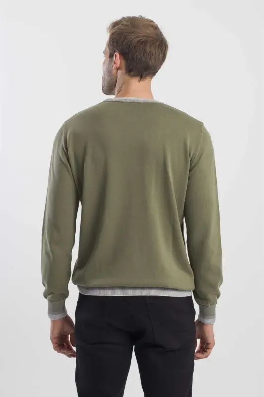 Khaki Slim Fit Crew Neck Sweater - 4