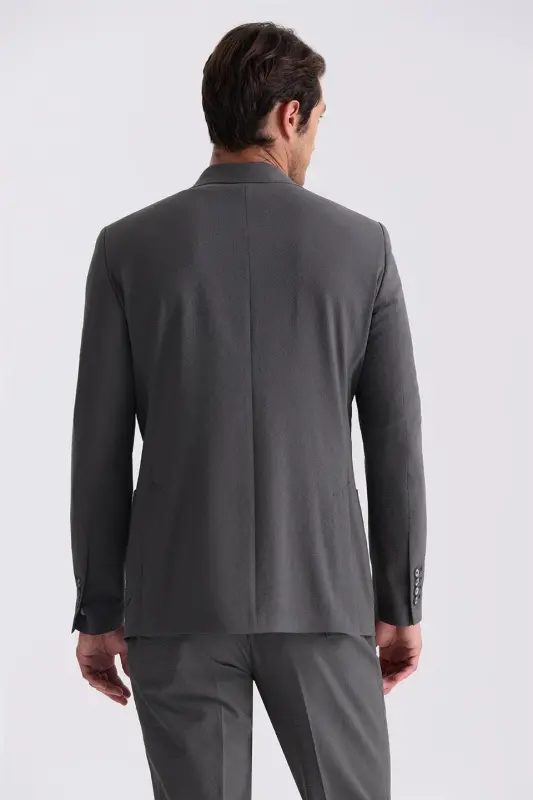 Khaki Slim Fit Mono Collar Sport Suit - 4