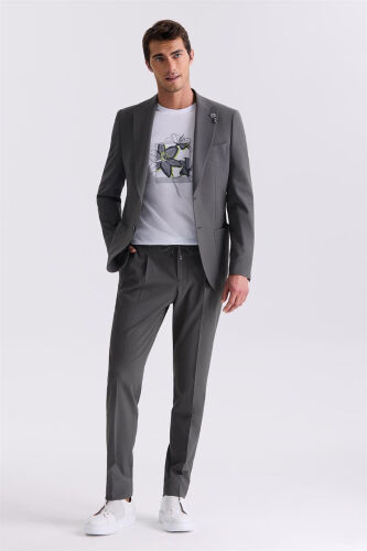 Khaki Slim Fit Single Button Sports Suit - Modazone
