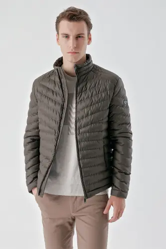 Khaki Water Repellent Windproof Dynamic Fit Comfort Fit Padded Jacket-Khaki - MORVEN (1)
