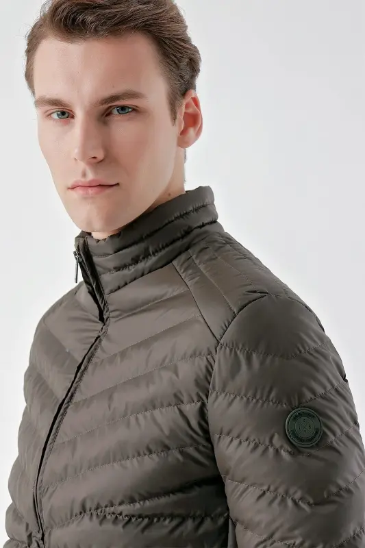 Khaki Water Repellent Windproof Dynamic Fit Comfort Fit Padded Jacket-Khaki - 5