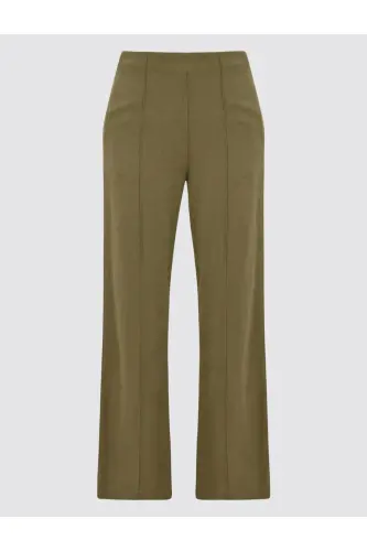Khaki Wide Leg High Waisted Linen Pants - 7