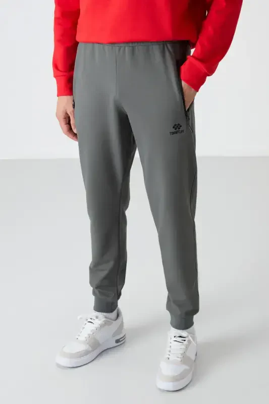 Khaki Zipper Pocket Standard Fit Jogger Men's Sweatpants - 84587-Khaki - TOMMY LIFE