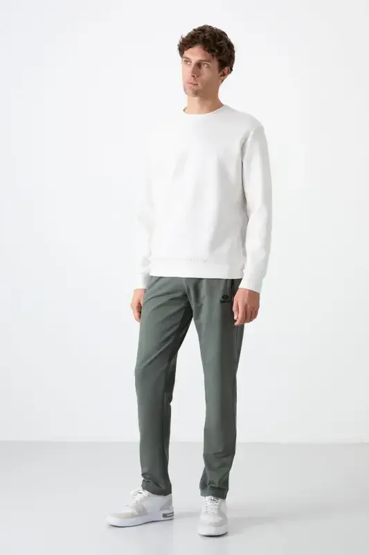 Khaki Zippered Three Pocket Slim Fit Classic Leg Men's Sweatpants - 84671 - TOMMY LIFE