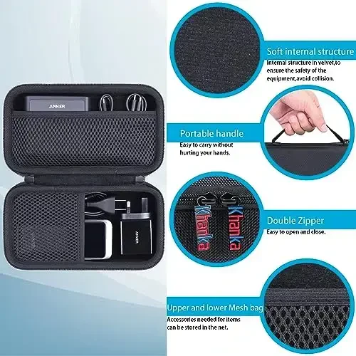 khanka Anker 100W quvvatlash bazasi + Anker Prime 27,650mAh 250W / 20,000mAh 200W PowerBank (faqat g'ilof) uchun qattiq sayohat g'ilofini almashtirish. - 3