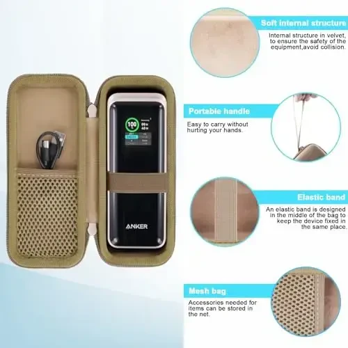 khanka Case for Anker Prime Power Bank 27650mAh 250W,Case Only (Golden). - 5