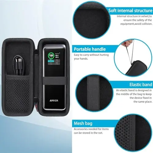 khanka for Anker Prime Power Bank 27650mAh 250W Traveling Case,Case Only (Black) - 4