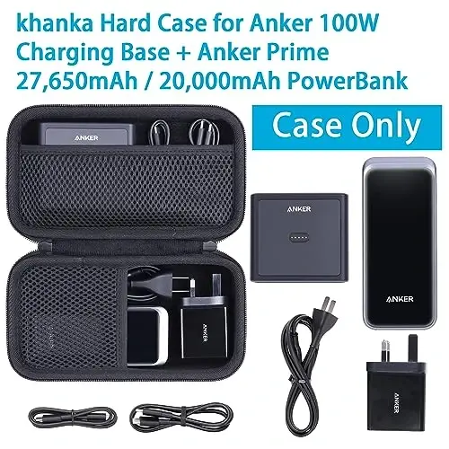 khanka Hard Travel Case Replacement for Anker 100W Charging Base + Anker Prime 27,650mAh 250W / 20,000mAh 200W PowerBank(Case Only). - KHANKA (1)