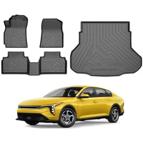 Kia K4 2025 2026 Sedan uchun KUST pol gilamchalari va yukxalta matosi, barcha ob-havo sharoitiga mos TPE rezina baland qirrali orqa yukxalta qoplamasi, 4 dona 