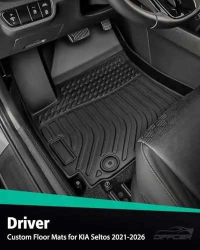 DiffCar® for KIA Seltos Floor Mats & Cargo Liner 2026 2025 2024 2023 2022 2021 | All-Weather Custom Fit Car Accessories for Seltos | TPE Rubber Front Rear Trunk Mats Full Set (Not for Seltos SX Turbo) - 4