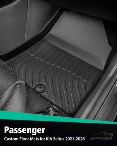 DiffCar® for KIA Seltos Floor Mats & Cargo Liner 2026 2025 2024 2023 2022 2021 | All-Weather Custom Fit Car Accessories for Seltos | TPE Rubber Front Rear Trunk Mats Full Set (Not for Seltos SX Turbo) - 5