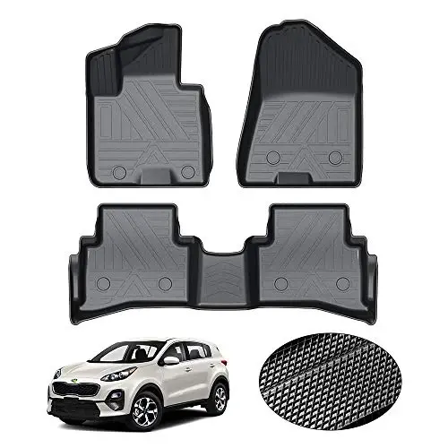 Kia Sportage 2018-2022 için KUST Paspaslar Her Hava Koşuluna Uygun Araç Paspasları Halı Zemin Astarı 1. ve 2. Sıra Siyah Kaymaz (2023 Sportage için Değil) 