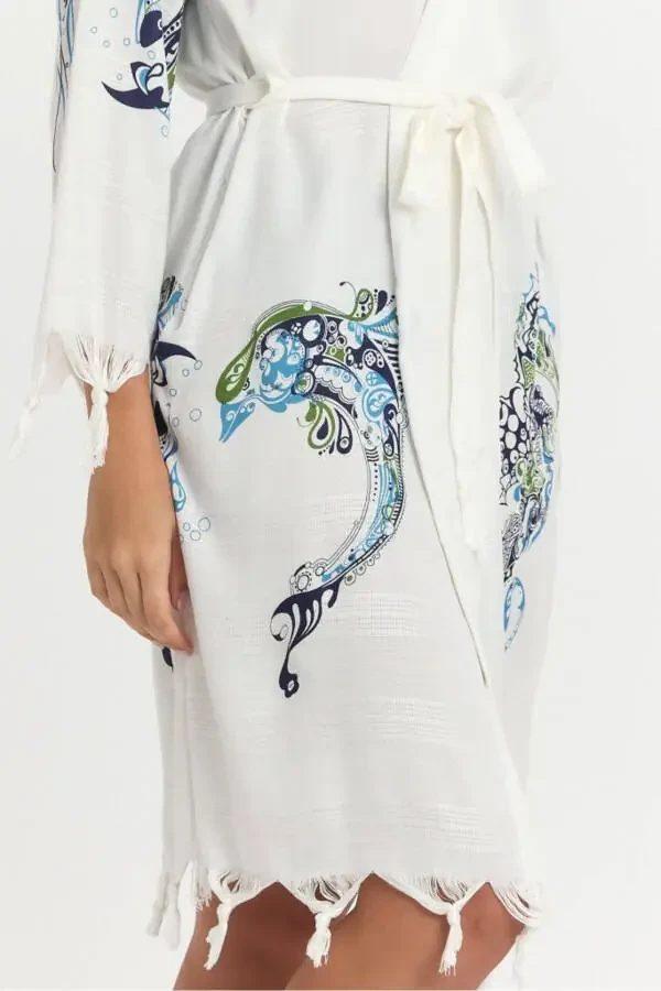 Kiana Bamboo Women's Kimono Beach Dress Patterned - 3