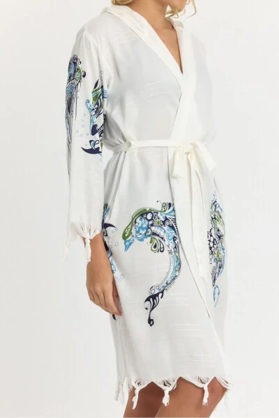 Kiana Bamboo Women's Kimono Beach Dress Patterned - 4