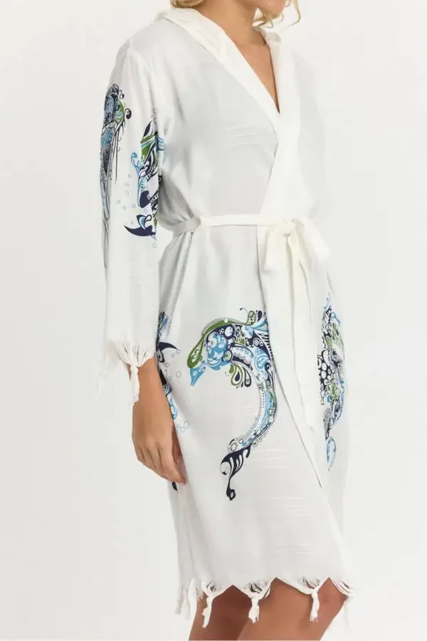 Kiana Bamboo Women's Kimono Beach Dress Patterned - 4