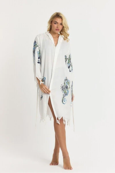 Kiana Bamboo Women's Kimono Beach Dress Patterned - 6