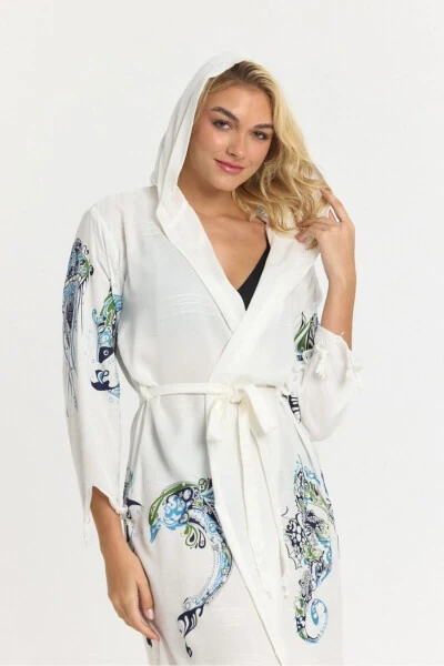 Kiana Bamboo Women's Kimono Beach Dress Patterned - 7