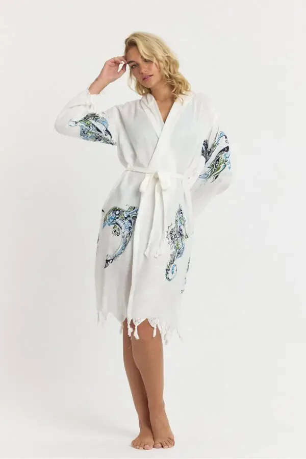 Kiana Bamboo Women's Kimono Beach Dress Patterned - 8