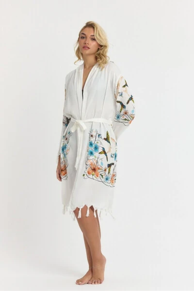 Kiana Bamboo Women's Robe Beach Dress Patterned-Bey - MULBERRY (1)