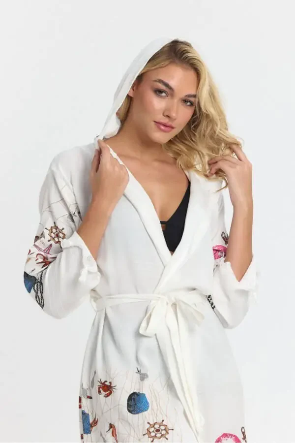 Kiana Bamboo Women's Robe Beach Dress Patterned-Pink - 1