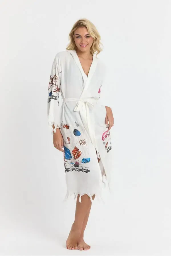 Kiana Bamboo Women's Robe Beach Dress Patterned-Pink - 2