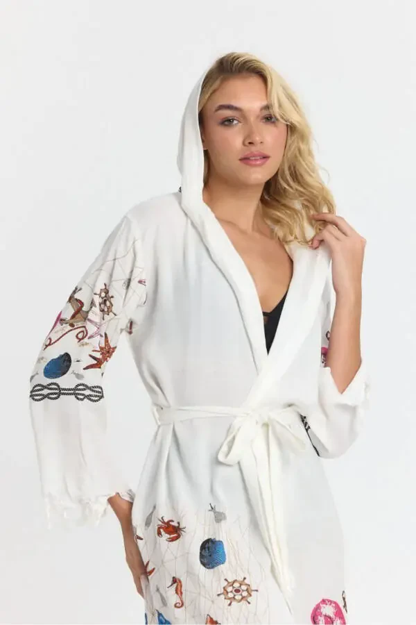 Kiana Bamboo Women's Robe Beach Dress Patterned-Pink - 3