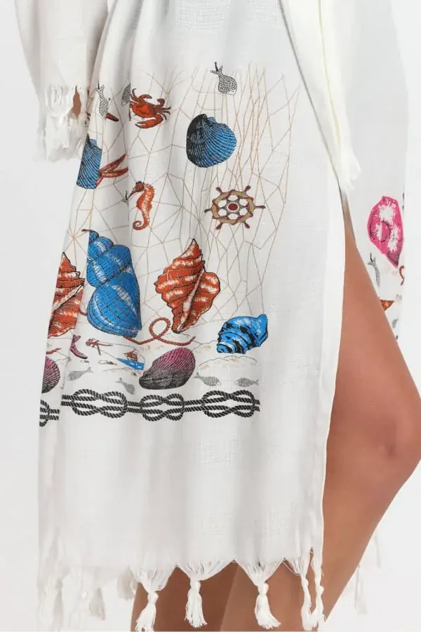 Kiana Bamboo Women's Robe Beach Dress Patterned-Pink - 4