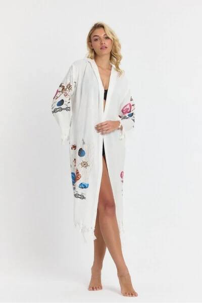Kiana Bamboo Women's Robe Beach Dress Patterned-Pink - 5