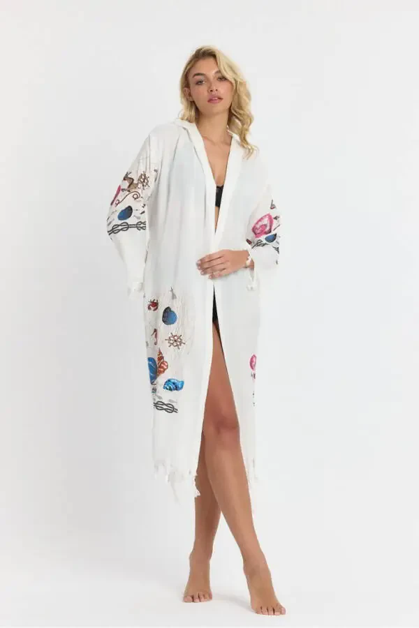 Kiana Bamboo Women's Robe Beach Dress Patterned-Pink - 5