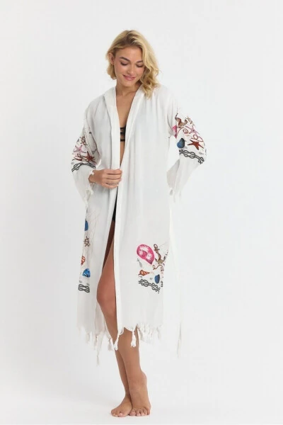 Kiana Bamboo Women's Robe Beach Dress Patterned-Pink - 6