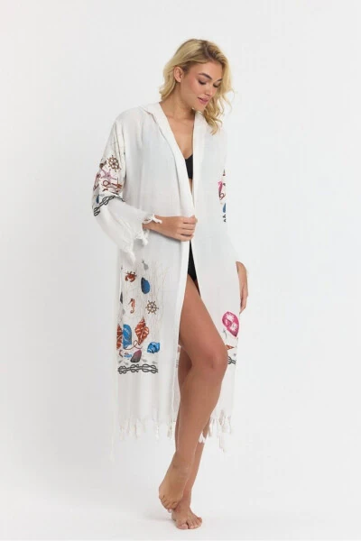 Kiana Bamboo Women's Robe Beach Dress Patterned-Pink - 7