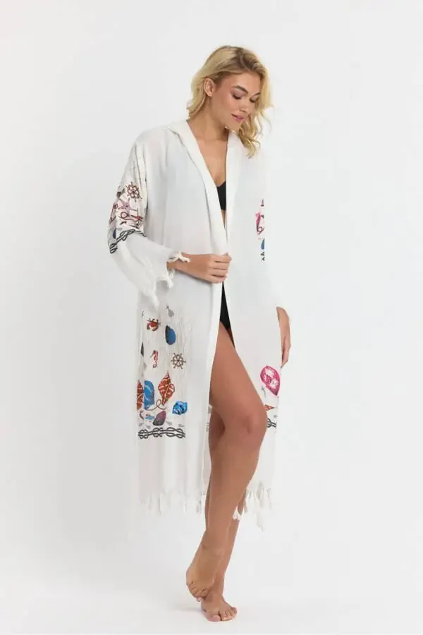 Kiana Bamboo Women's Robe Beach Dress Patterned-Pink - 7