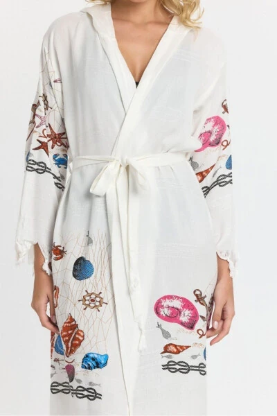 Kiana Bamboo Women's Robe Beach Dress Patterned-Pink - 8