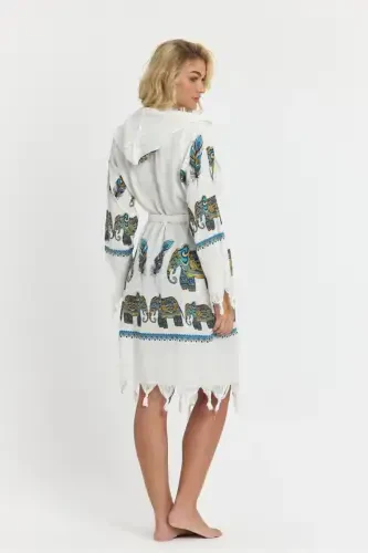 Kiana Bamboo Women's Robe Beach Dress Patterned-Turquoise - 3