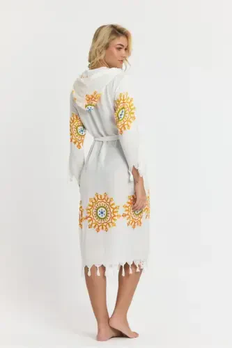 Kiana Bamboo Women's Robe Beach Dress Patterned-Yellow - MULBERRY (1)