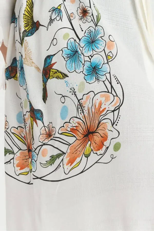 Kiana Bambu Kadın Bornoz Plaj Elbisesi Desenli-Bey - 6